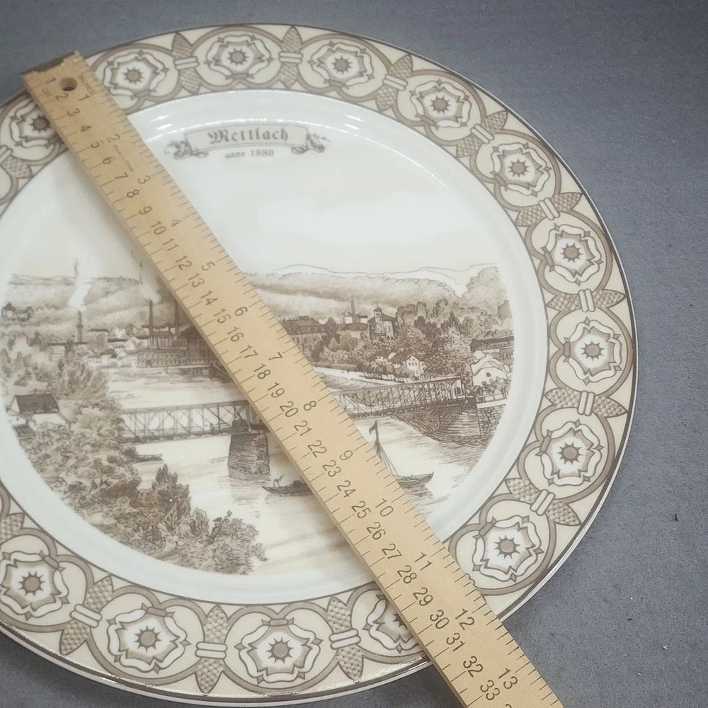 Vintage Villeroy & Boch Plate Sepia Mettlach 1880 Factory Scene Luxembourg 12.5